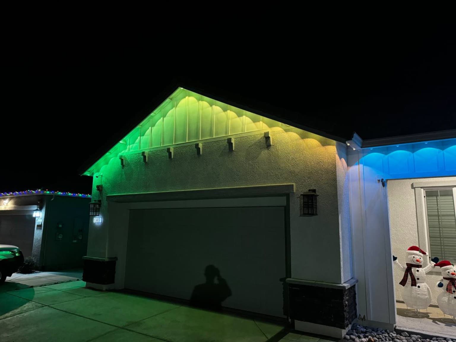 Green, yellow + blue installed by SWFL Permanent Lighting