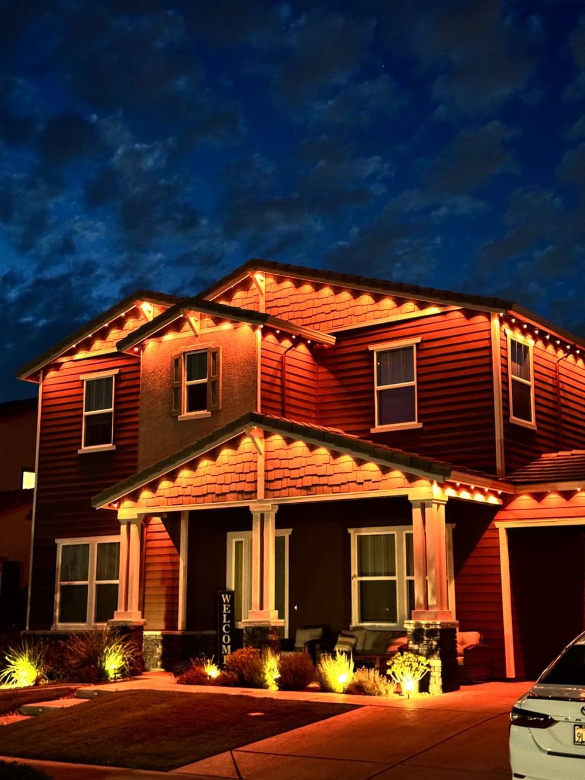 Amber at dusk installed by SWFL Permanent Lighting