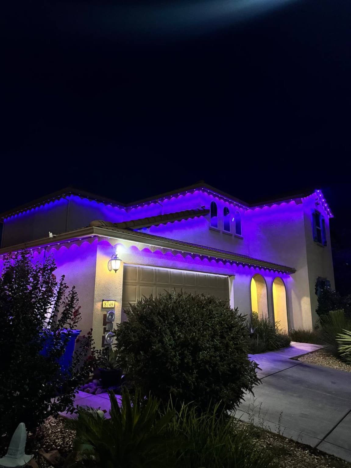 Purple side view installed by SWFL Permanent Lighting
